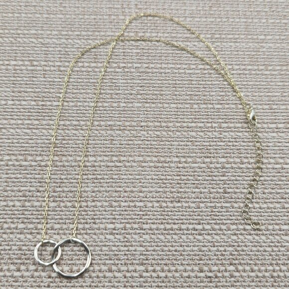 16+2 Inch Gold Over Sterling Silver Interlocking Circles Necklace A6278 - Picture 1 of 6